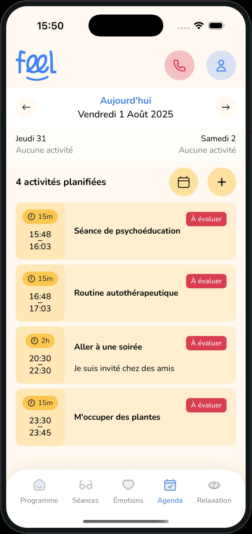 Planification des activités
